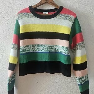 CABI Pop Crop Pullover Striped Women's Sweater Small